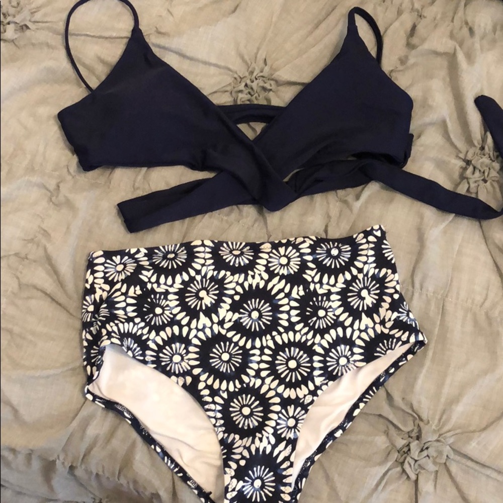 High wasted tie front bikini